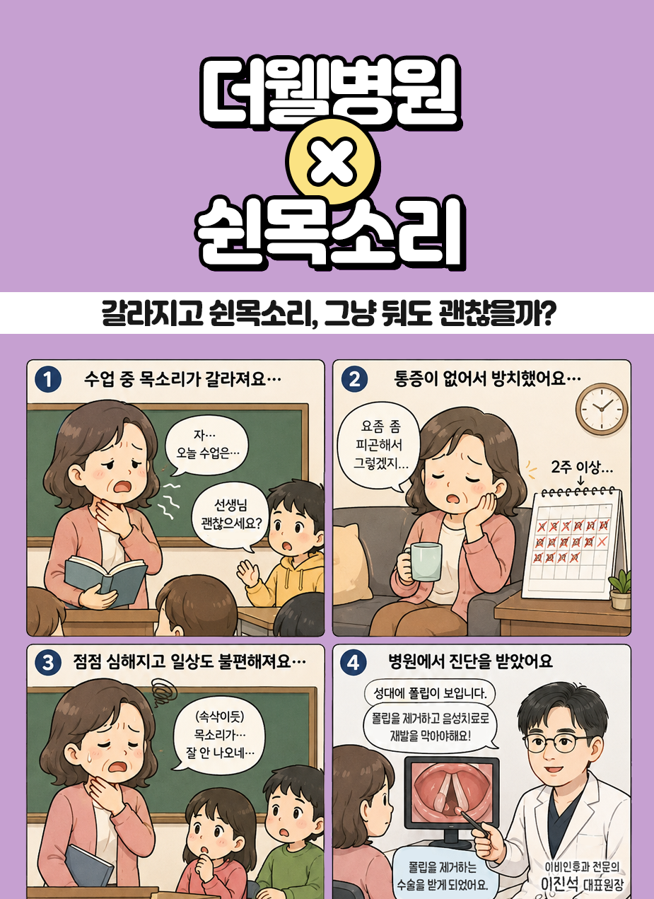 수원 음성센터 _ 쉰 목소리·갈라지는 목소리, 방치해도 괜찮을까?